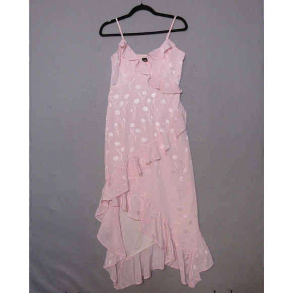 Japna Dress Pink Floral Ruffle Fairy Whimsical Cottage Core Grunge Coquette - Picture 4 of 13